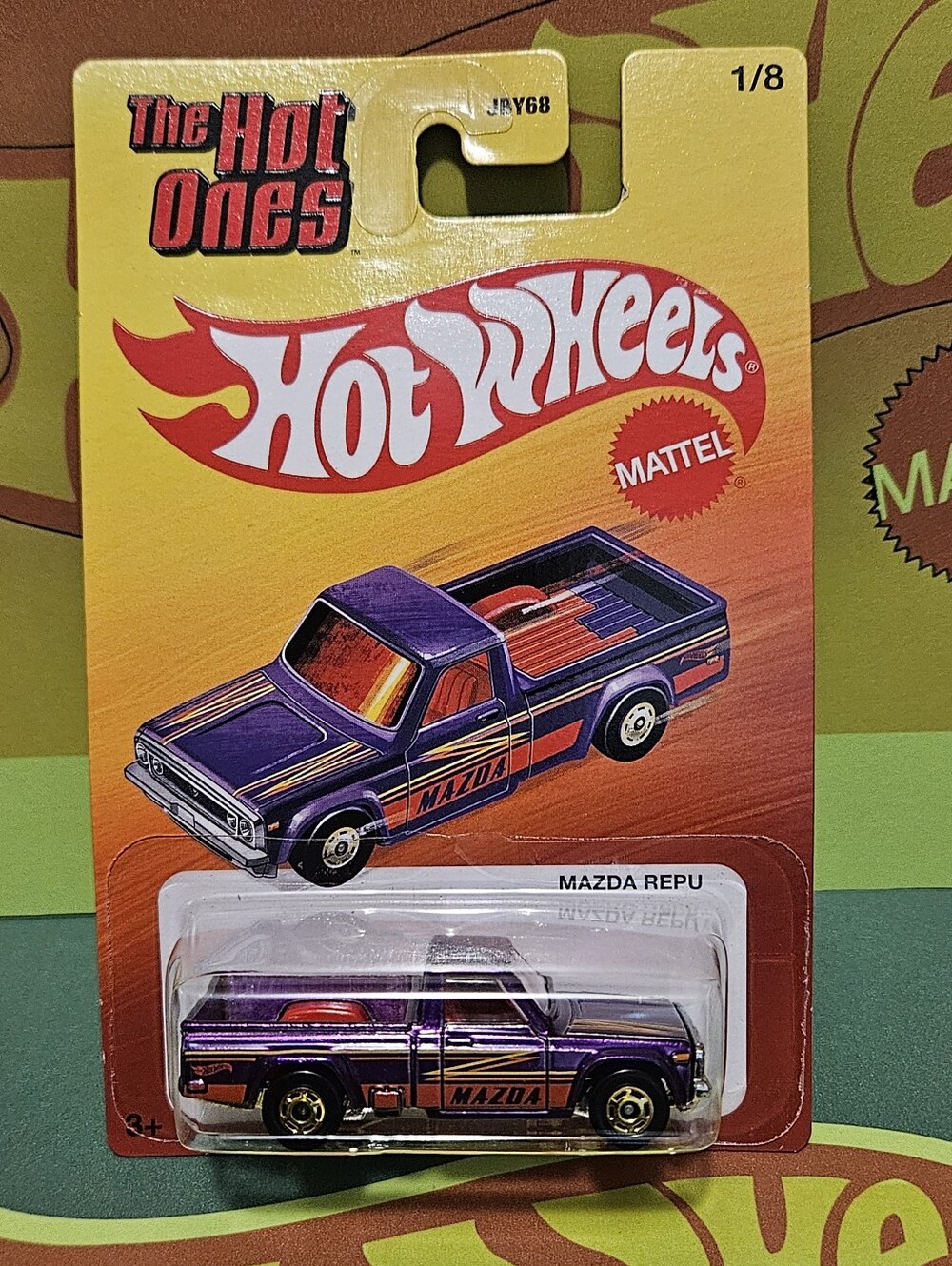Mat Hot Wheels Purple Mazda Pickup with Red and Orange Accents